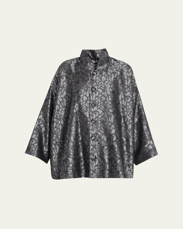 Wide A-Line Jacket With Chinese Collar (Long Length)